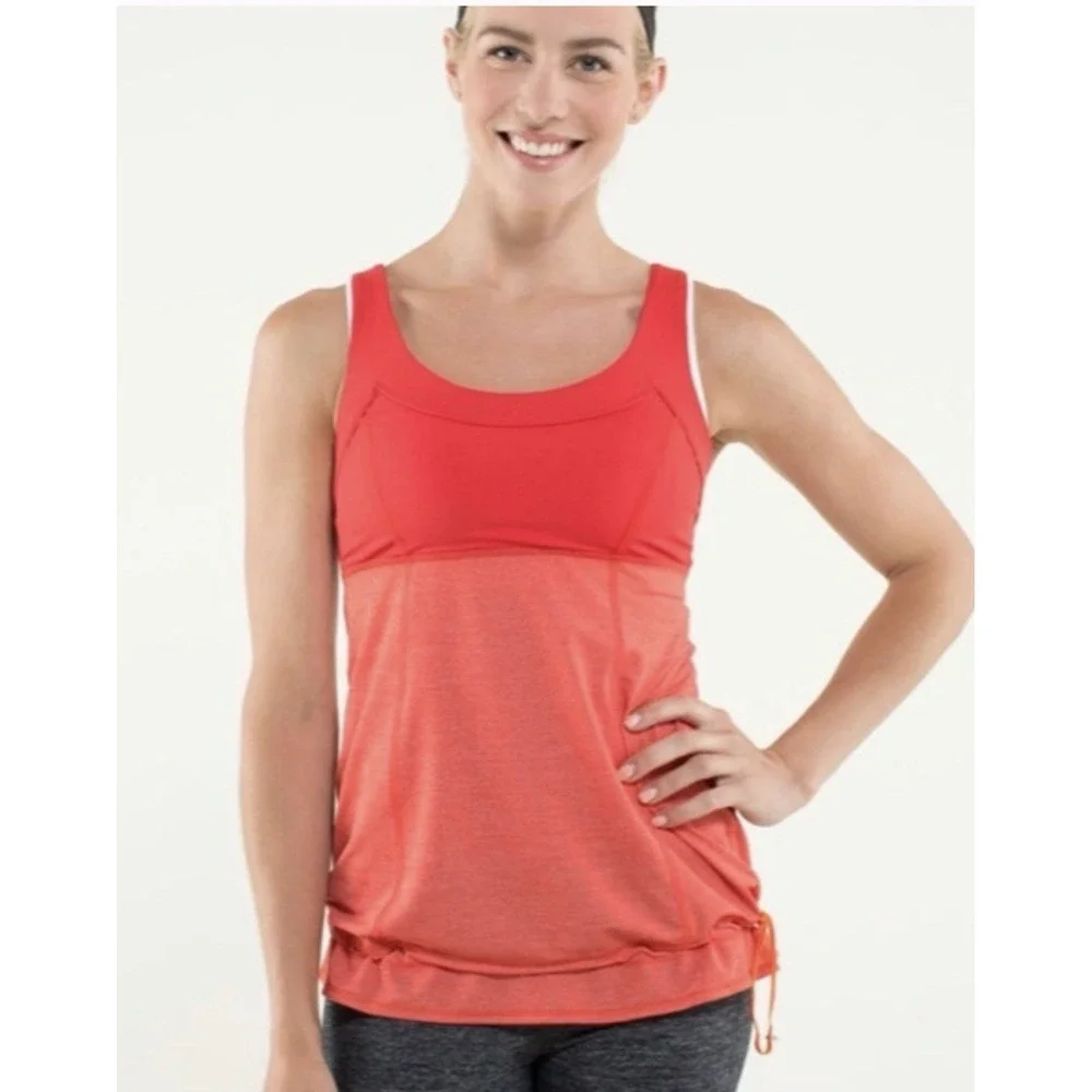LULULEMON Run Ta Ta Topper Tank Top in Love Red Orange Sz 8‎ NWT LW1C50S